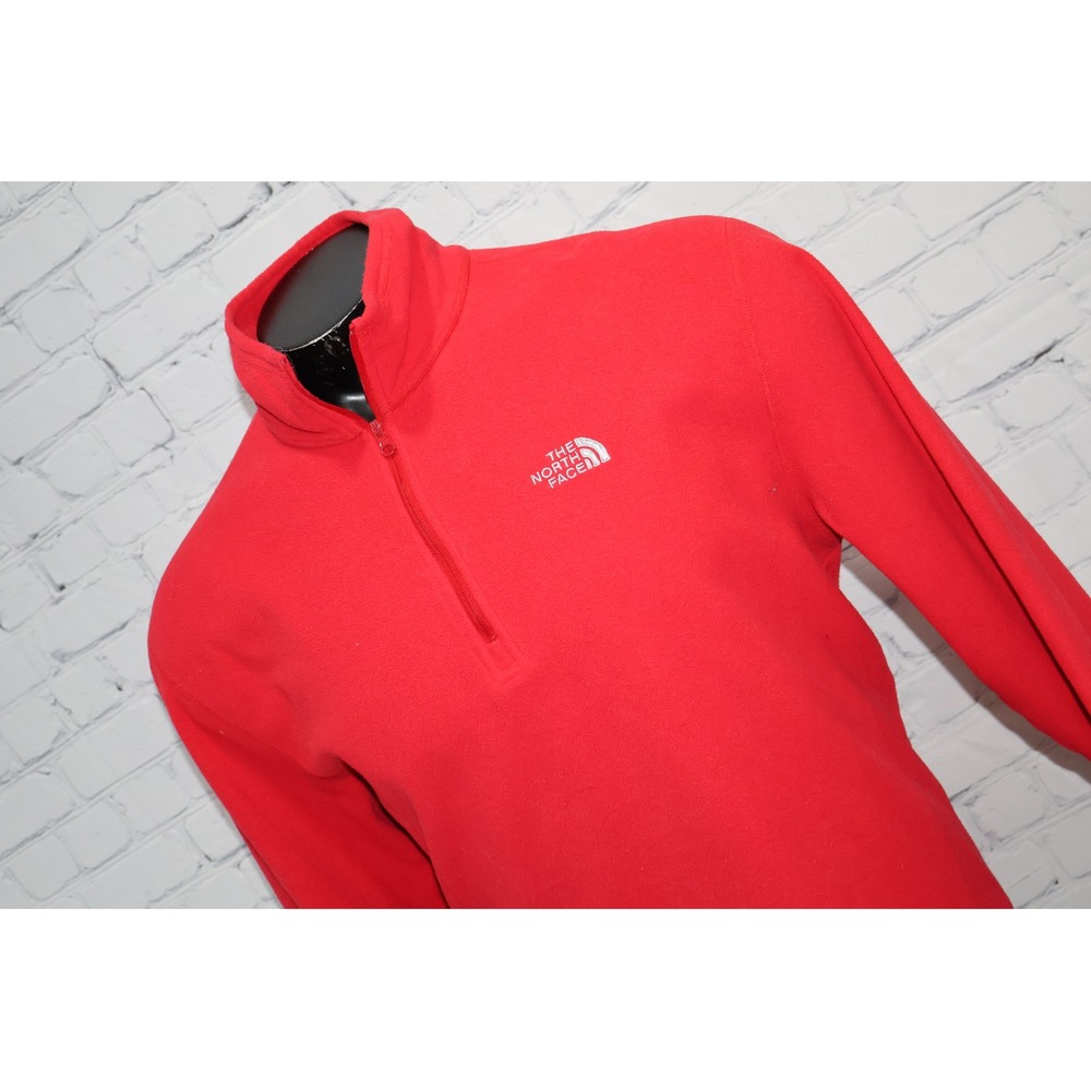 The North Face Pullover Sweater Men XL Red Fleece 1/4 Zip Outdoor Performance